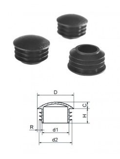 Vnútorná krytka guľatá 25x12mm,D-25mm,d1-18.8mm,d2-24mm,H-12mm,R-1-2.0mm
