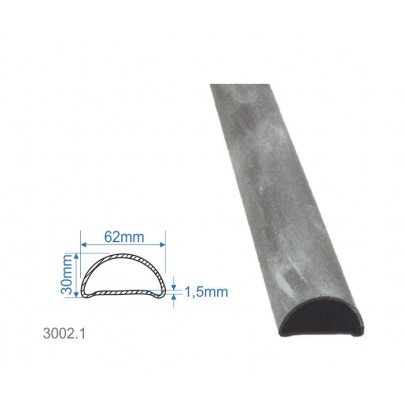 Madlová tyč dutá 62x30x1,5mm, hladká, 3000mm, cena za KUS