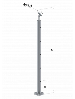 Nerezový stĺp, vrchné kotvenie, 5 dierový priechodný, vrch nastaviteľný (ø 42.4x2mm), brúsená nerez K320 /AISI316