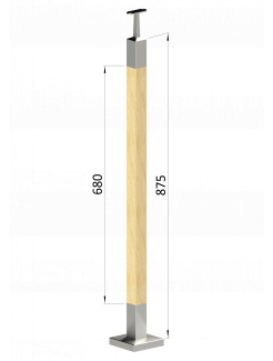 Drevený stĺp, vrchné kotvenie, bez výplne, vrch pevný (40x40mm), materiál: buk, brúsený povrch bez náteru
