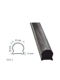 Madlová tyč dutá 57x54x1,5mm, hladká, 6000mm, cena za KUS