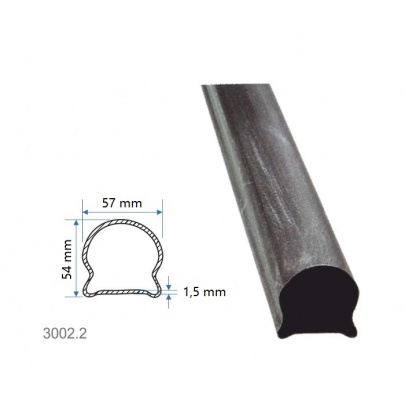 Madlová tyč dutá 57x54x1,5mm, hladká, 6000mm, cena za KUS