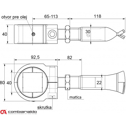 Záves M22 na upnutie štvorhranu 40x40mm, na chemické kotvenie