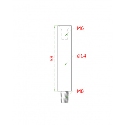 Čap ø14mm, L-68mm, brúsená nerez AISI304