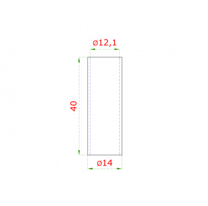 Spoj priamy 40mm ø14mm, na trubku ø12mm dutý materiál,  brúsená nerez K320 /AISI304