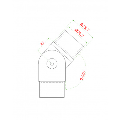 Spojka nastaviteľná s kĺbom na trubku ø33.7mm, AISI304