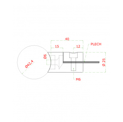 Svorka plechovej výplne 1,5-2,5mm na trubku ø42.4mm, AISI304