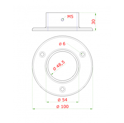 Príruba ø100mm na trubku ø48.3mm, AISI304