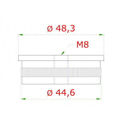 Spodok držiaka madla, M8, ø48.3mm, brúsená AISI304