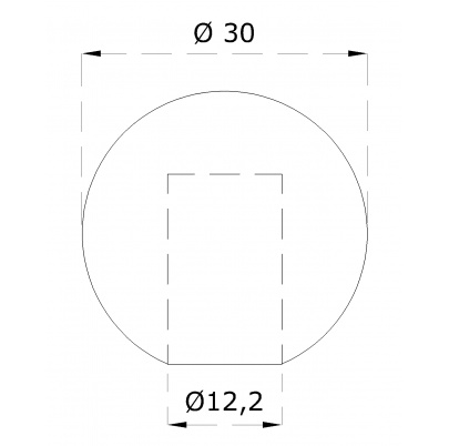 Guľa koncová ø 30mm na trubku ø 12mm, otvor ø 12.2mm, brúsená nerez K320 /AISI304