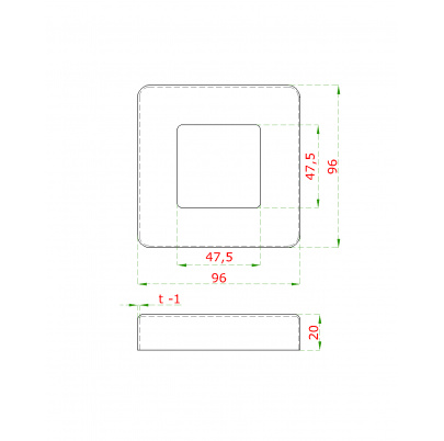 Kryt príruby 96x96mm, brúsená nerez AISI304