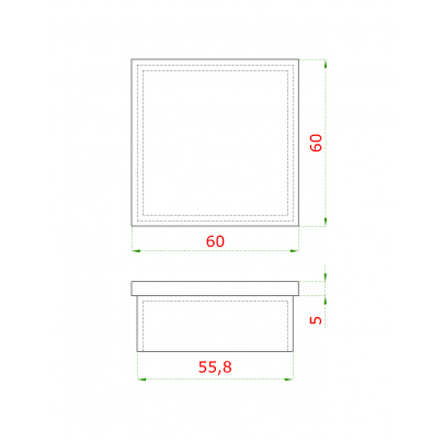 Ukončenie na jokel 60x60, brúsená nerez AISI304