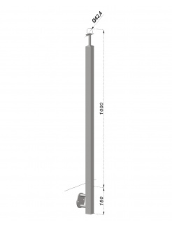 nerezový stĺp, bočné kotvenie, bez výplne, vrch pevný (40x40x2.0mm), brúsená nerez K320 /AISI304
