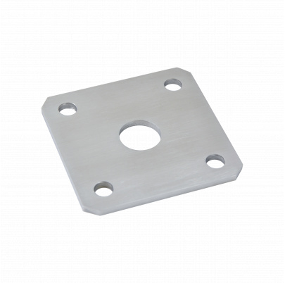 Kotviaca platňa naváracia k nastavit. pántom (100x100x5mm) , otvor ø 25mm, brúsená nerez /AISI304