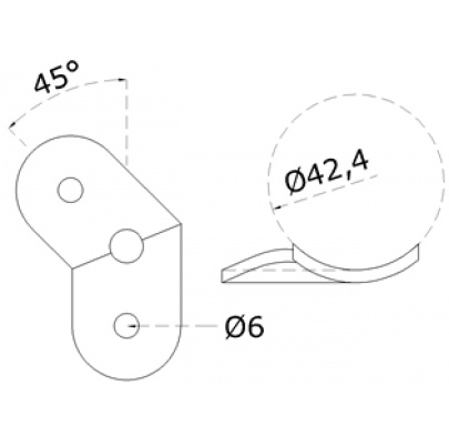 Nadpájacia platňa (uhol 45°) na trubku ø 42.4mm, brúsená nerez K320 /AISI316