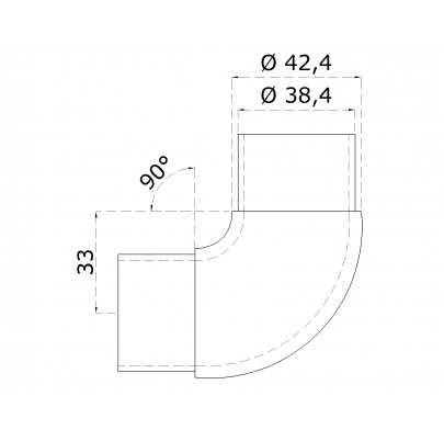 Spojka 90° na trubku ø42.4mm, brúsená nerez AISI316