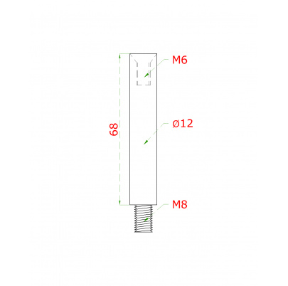 Čap ø12mm, L-68mm, leštená nerez AISI304