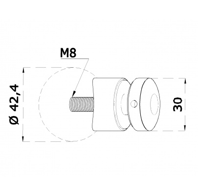Svorka bodová, na ø42.4mm, sklo 6-12mm, leštená AISI304