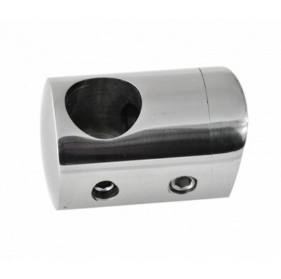 Držiak tyče ø 12mm (koncový-pravý) na trubku ø 42.4mm (30x22mm), leštená nerez /AISI304