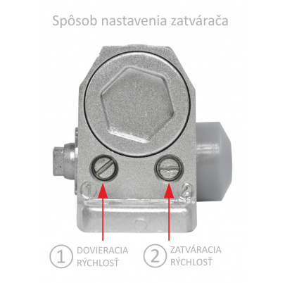 Hydraulický zatvárač, max dvere 900mm a 60kg, Al, šedý
