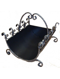 Kôš na drevo 520x450x400 mm čierny + strieborná patina kôš na drevo 520x450x400 mm čierny + str
