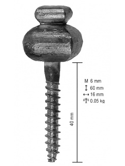 štvorhranná kovaná skrutka do dreva, pozinkovaná, závit 6mm, ø16, L 20mm, A 40mm