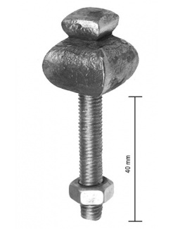 štvorhranná kovaná skrutka, pozinkovaná, M8, ø22, L 22 mm, A 40 mm