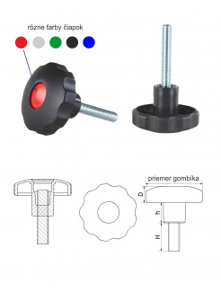 Aretačná skrutka, ø-64mm, M8x23mm, H-23mm, D-19mm, h-21, Polyamid - odolná voči poveternostným vplyvom