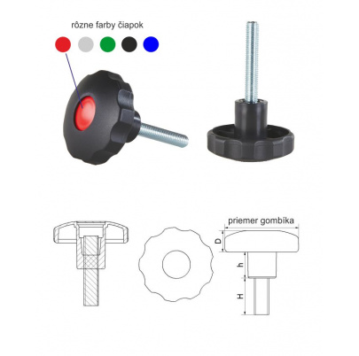 Aretačná skrutka, ø-64mm, M8x23mm, H-23mm, D-19mm, h-21, Polyamid - odolná voči poveternostným vplyvom