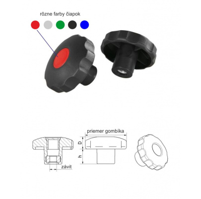 Aretačná matica, ø-64mm, M8mm, D-19mm, h-21 -Polyamid, odolná voči poveternostným vplyvom