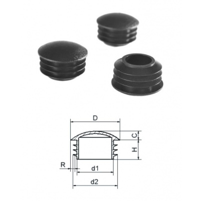 Vnútorná krytka guľatá 20x11.8mm,D-20mm,d1-15.5mm,d2-19mm,H-11.8mm,R-1.0-2.0mm