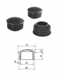 Vnútorná krytka guľatá 32x14.6mm,D-32mm,d1-26.3mm,d2-30.2mm,H-14.6mm,R-1.2-2.5mm