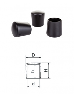 30x26mm, D-26mm,d-19.9mm,H-30mm,h-24mm, čierna,Vonkajšia plastová PVC,krytka guľatá