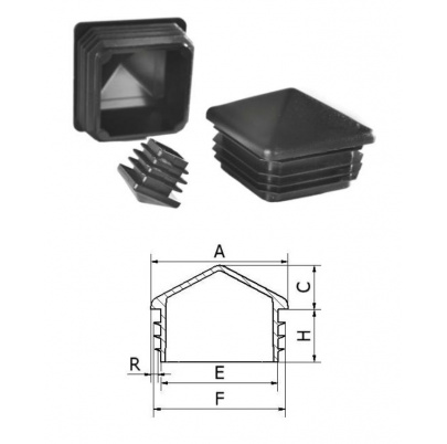 Krytka plastová so strieškou 60x60mm