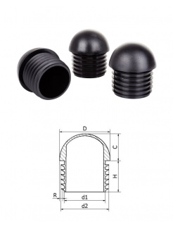 Vnútorná krytka pologuľatá ø 48,3mm plastová