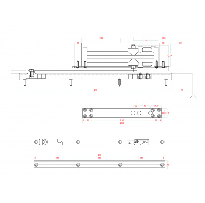 Skrytý hydraulický zatvárač, max dvere 1200mm 65kg, Al, šedá