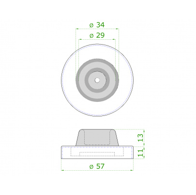 Nerezový doraz dverí s gumou ø57mm, brúsená nerez AISI304