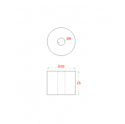 Prechod na vymedzenie vzdialenosti, ø30mm, AISI304