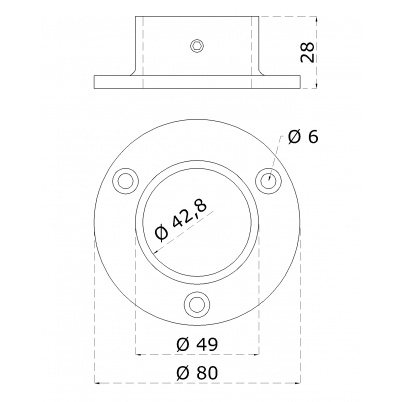 Príruba ø80mm na trubku ø42.4mm, brúsená nerez AISI316