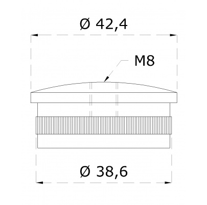 Spodok držiaka madla na trubku ø42.4mm, leštená AISI304