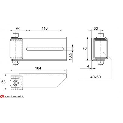 Horné vedenie brány Combi Arialdo s nylonovym kolieskom 40x60mm a krytom
