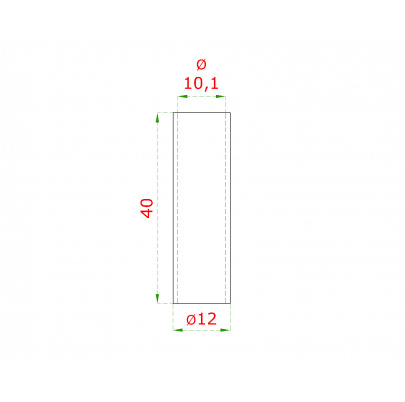 Spoj priamy 40mm ø12mm, na trubku ø10mm dutý materiál,  brúsená nerez K320 /AISI304