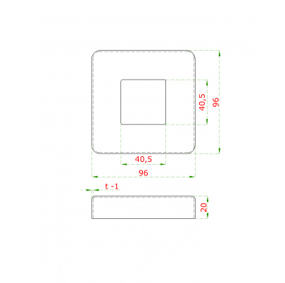 Kryt platne 96x96mm, brúsená nerez AISI304