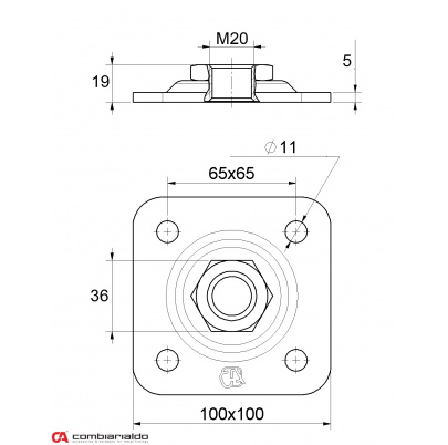 Platňa nastaviteľná k závesom, závit M20