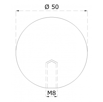 Guľa plná so závitom M8 /ø 50mm, brúsená nerez K320 /AISI304