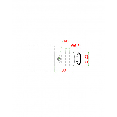 Držiak lanka ø 5mm bez zaistenia plochý (30x22 mm), brúsená nerez K320 /AISI304