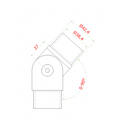 Spojka s kĺbom na trubku ø42.4mm, brúsená AISI304