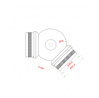 Spojka s kĺbom na trubku ø42.4mm, brúsená nerez AISI304