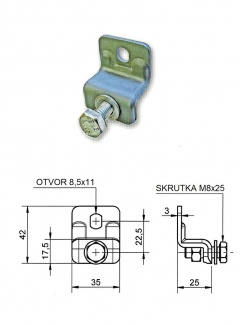 Držiak pre kovový hrebeň so skrutkou M8x25