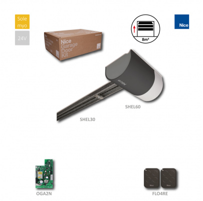 NÁHRADA SPIDO32BKCE - SHEL60KCE sada pre sekcionálnu bránu do 8m2, 1x SHEL60 (24V, 200W, 600N), 1x OGA2N s prijímačom, 2x FLO4RE, 1x SHEL30- reťazová